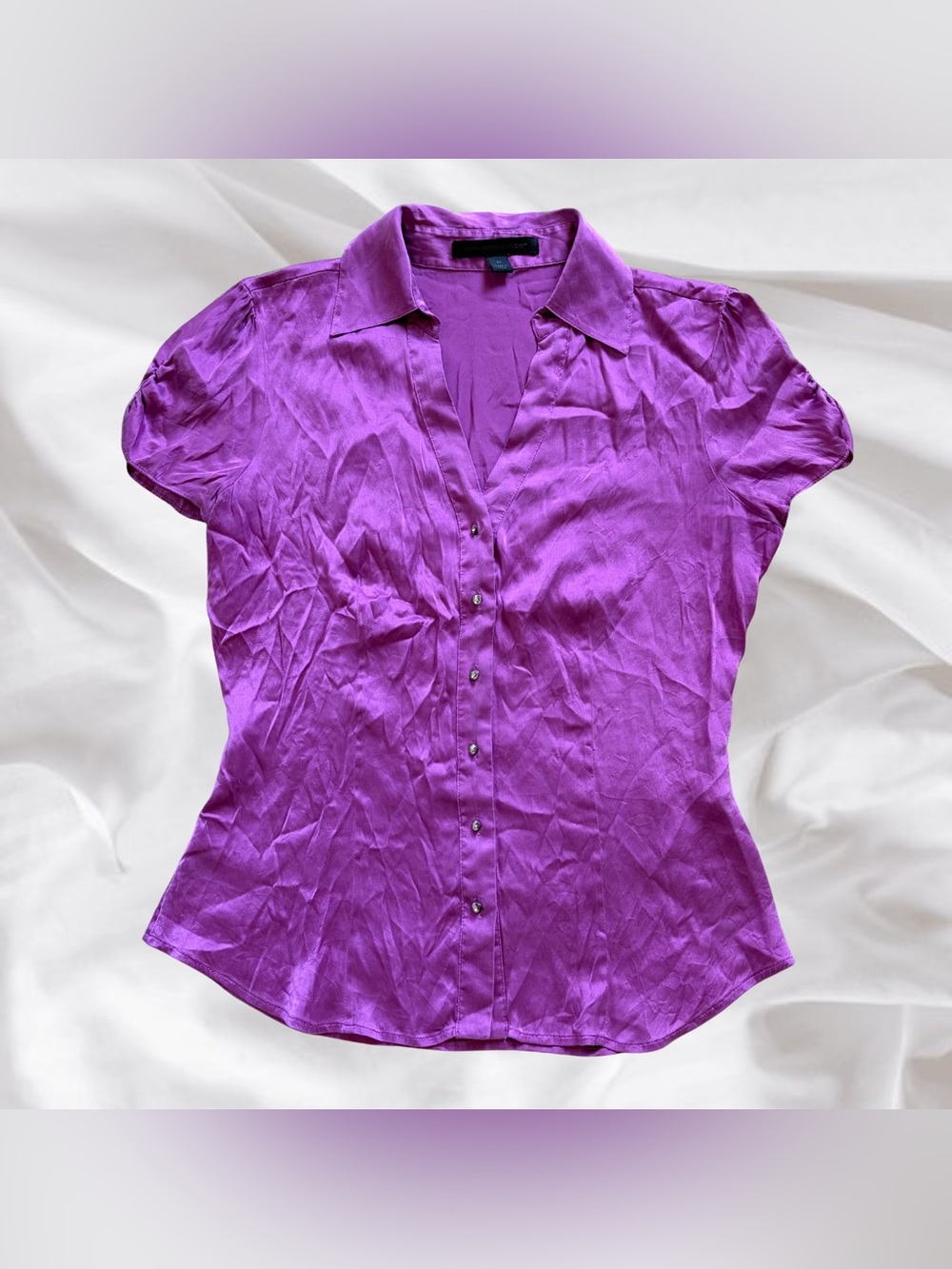 Y2K Purple Silk Button Down Top